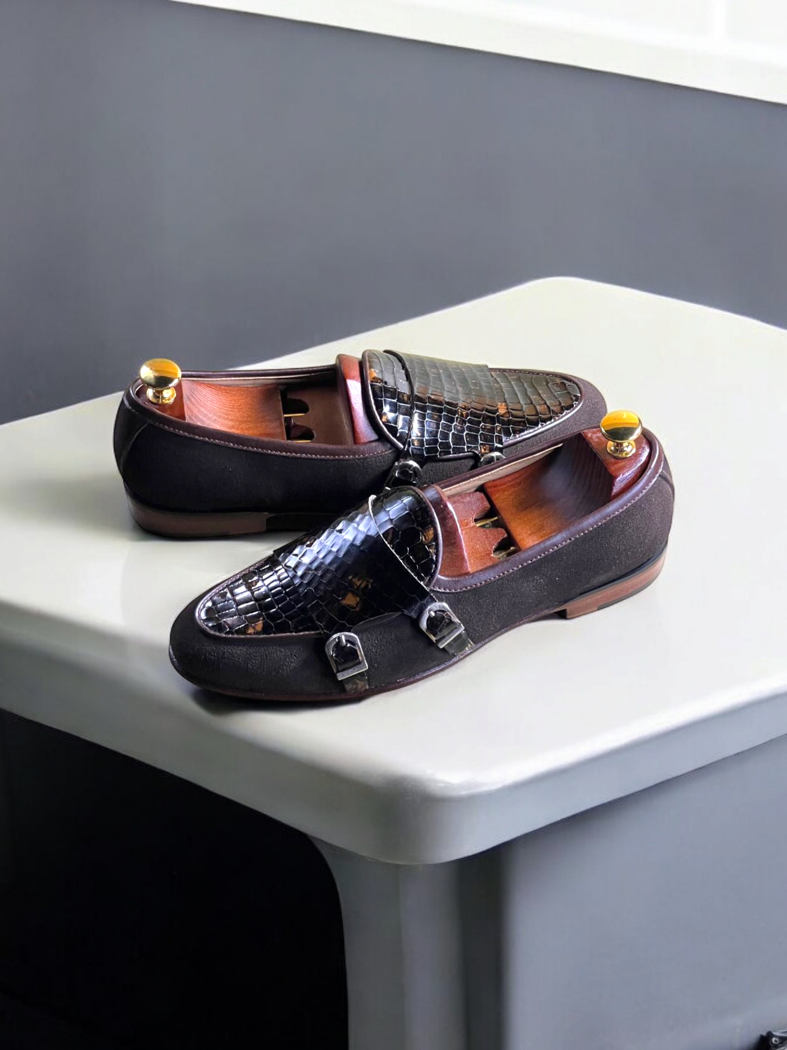 Experience luxury and elegance with Hex -TwoB, the handmade, all leather double monk shoe. Crafted with premium quality materials, these shoes exude timeless style and sophistication. Indulge in superior craftsmanship and comfort with the Hex -TwoB.