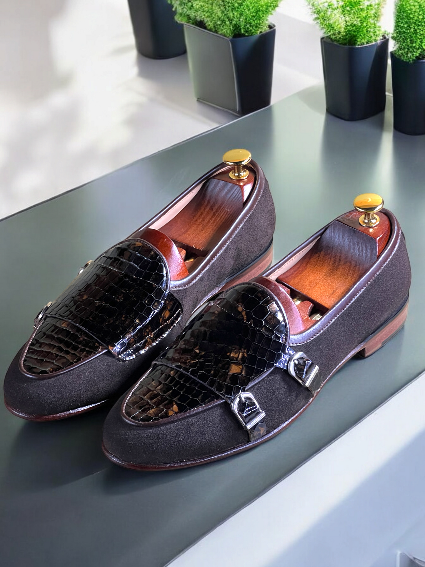 Experience luxury and elegance with Hex -TwoB, the handmade, all leather double monk shoe. Crafted with premium quality materials, these shoes exude timeless style and sophistication. Indulge in superior craftsmanship and comfort with the Hex -TwoB.